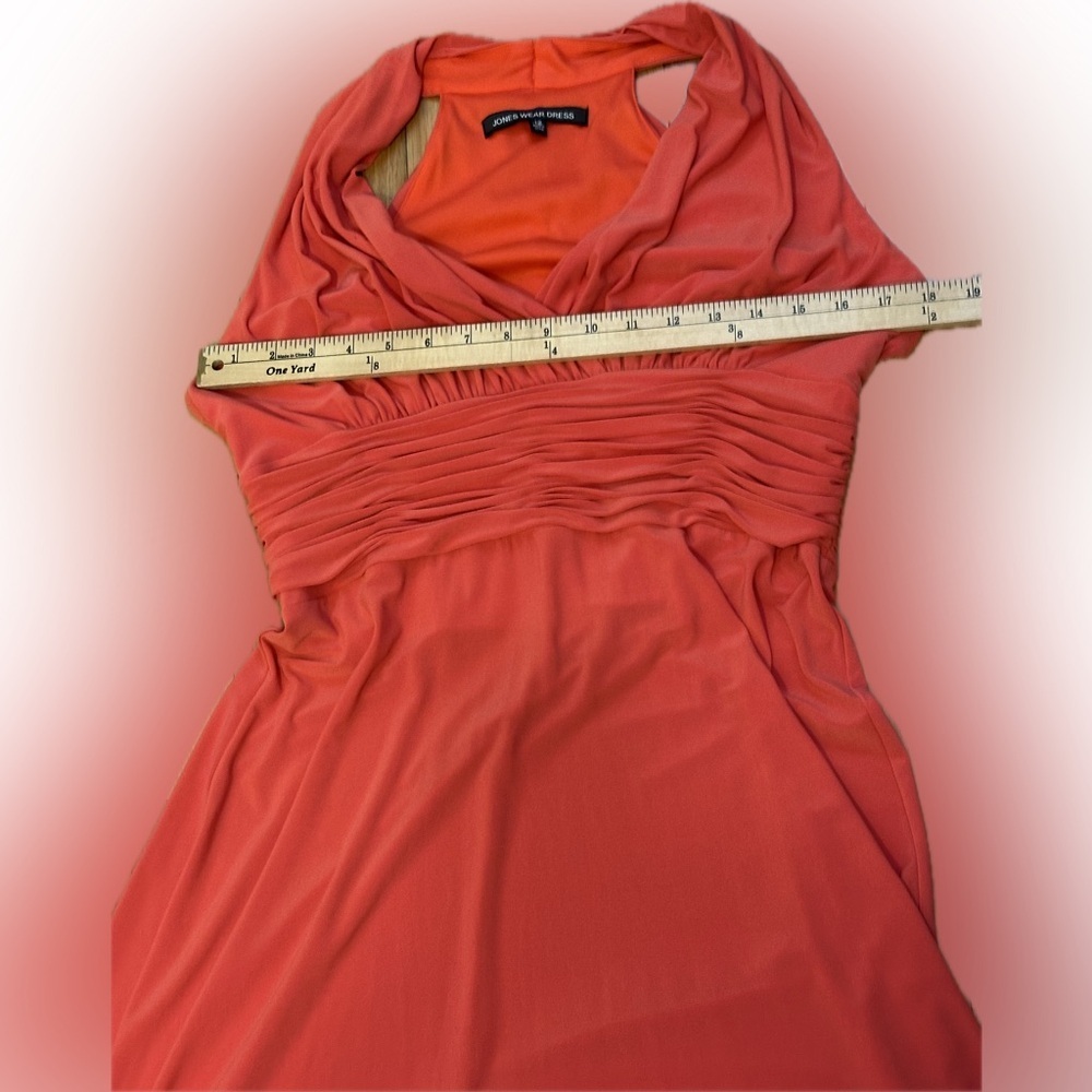 Jones Wear Midi Coral Dress Sz 12 Formal Elegant 
 Vibrant Party Wedding guest - Picture 9 of 10